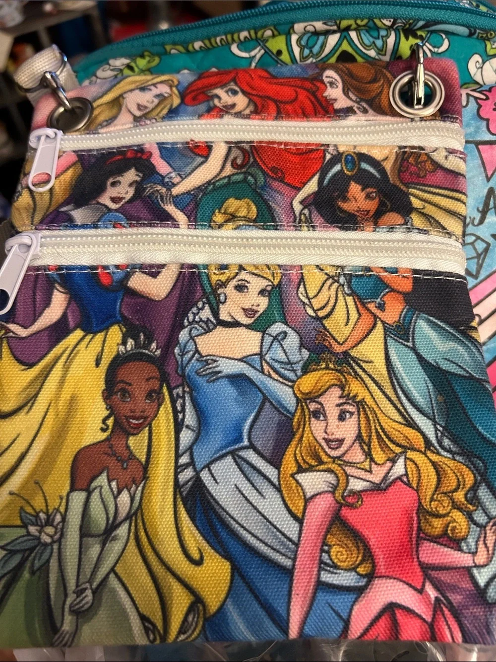 Disney Multicolor Princess Print Crossbody Bag/ GUC